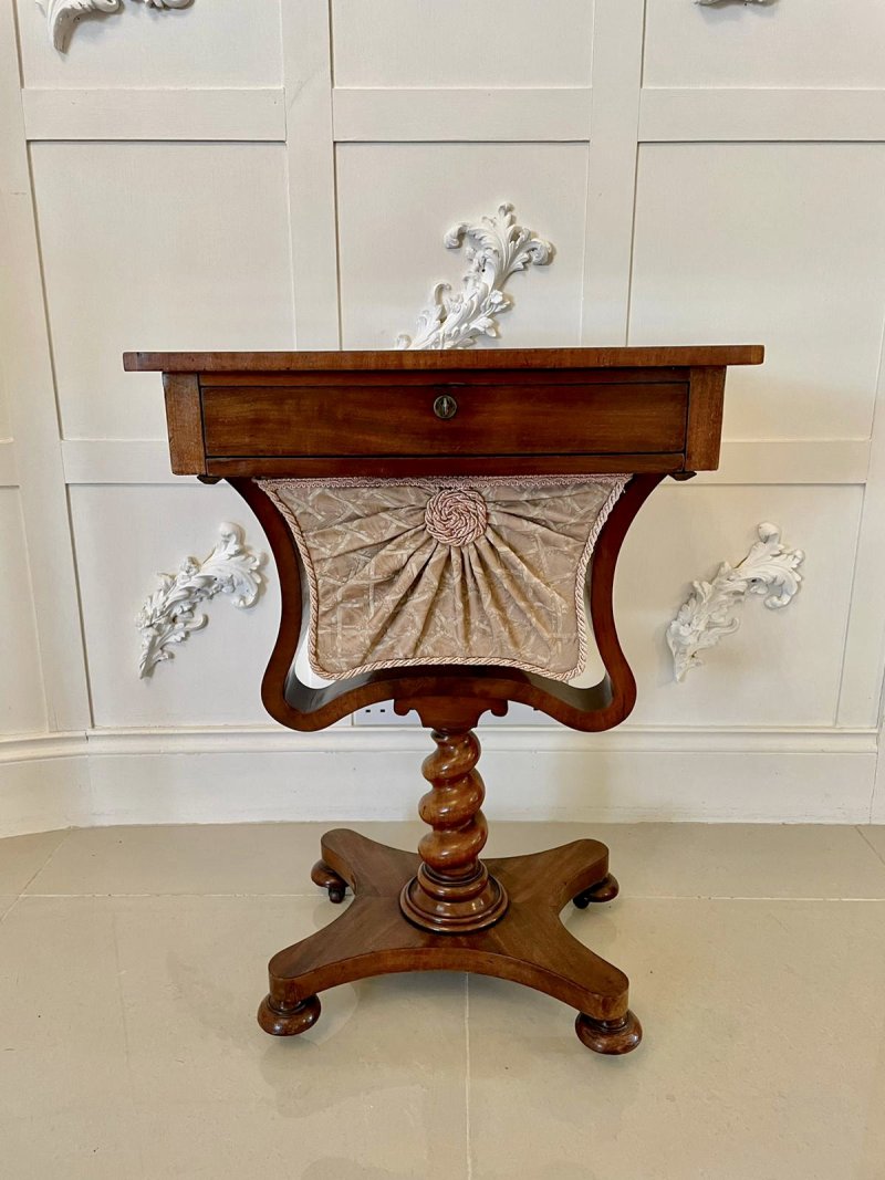 Quality Antique Freestanding William IV Rosewood Chess Top Sewing Table